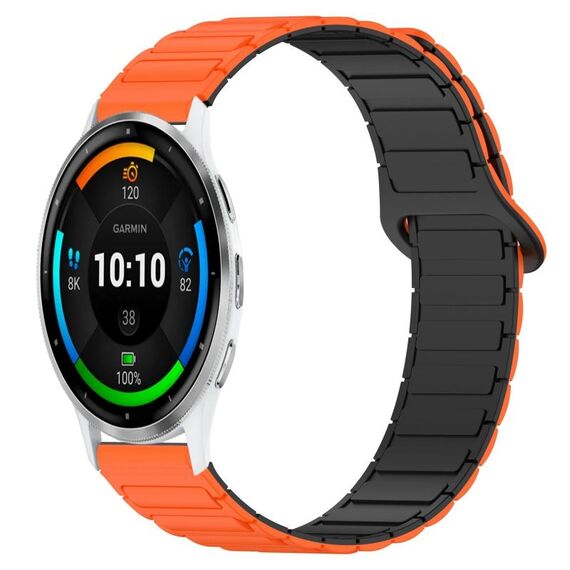 Per Garmin Venu 3 cinturino in silicone con fibbia magnetica bicolore da 22 mm (arancione+nero)