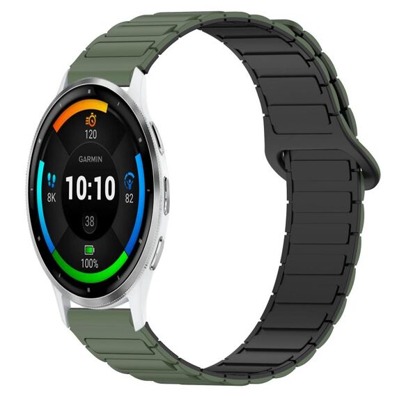 Per Garmin Venu 3 cinturino in silicone con fibbia magnetica bicolore da 22 mm (verde+nero)