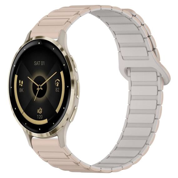 For Garmin Venu 3S Dual Color Magnetic Buckle 18mm Silicone Watch Band(Milk Tea+Rocky White)