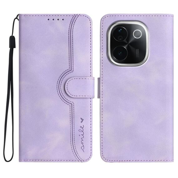 Per vivo iQOO Z9s Pro / T3 Pro 5G India Custodia in pelle con motivo a cuore (viola)