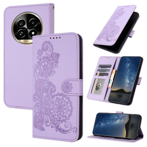 Per Realme 13 Pro / 13 Pro+ Global Datura Flower Custodia in pelle con stampa flip per telefono (viola)