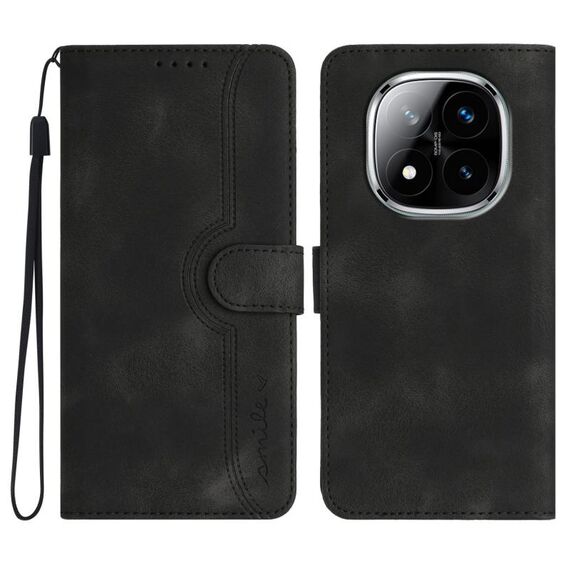 Per Redmi Note 14 Pro+ 5G Custodia in pelle con motivo a cuore (nero)