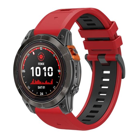 Per Garmin 26mm cinturino in silicone a sgancio rapido bicolore con strumento (rosso nero)