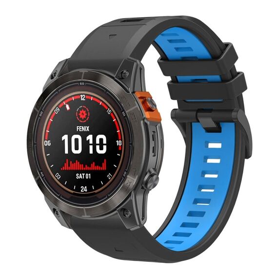 Per cinturino in silicone a sgancio rapido bicolore Garmin da 22 mm con strumento (nero, blu cielo)