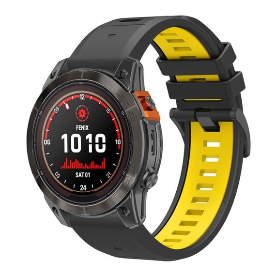 Per Garmin 22mm cinturino in silicone a sgancio rapido bicolore con strumento (nero giallo)