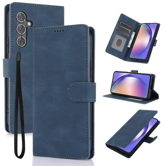 Per Samsung Galaxy S23 FE 5G Custodia per telefono in pelle di vitello con texture Fantasy Skin-feel (blu)