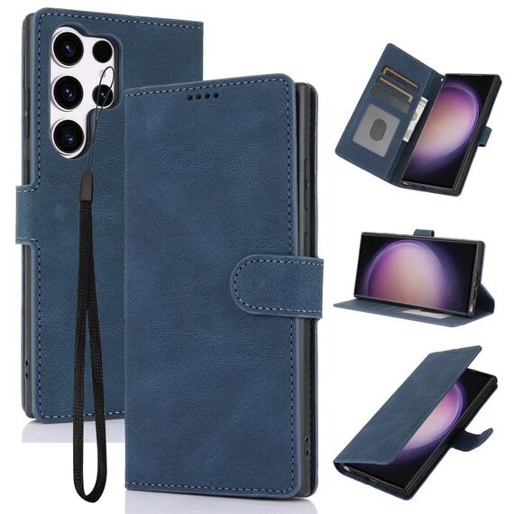 Per Samsung Galaxy S24 Ultra 5G Custodia per telefono in pelle di vitello con texture Fantasy Skin-feel (blu)