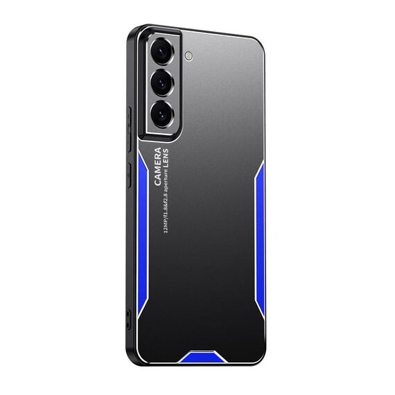 Per Samsung Galaxy S22 5G Blade Series TPU Hybrid Metal Phone Case (Blu)