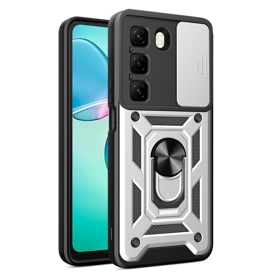 Per Infinix Hot 50 4G Custodia per fotocamera scorrevole TPU+PC Custodia per telefono (argento)