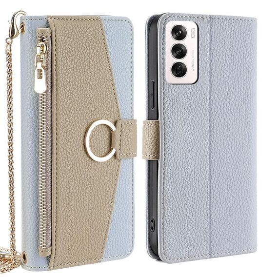 Per OPPO Reno12 5G Global Crossbody Litchi Texture Custodia in pelle per telefono (blu)