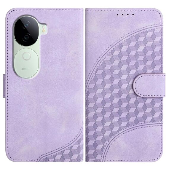Per vivo iQOO Z9s / V40e India YX0060 Custodia in pelle per telefono con testa di elefante in rilievo con cordino (viola chiaro)