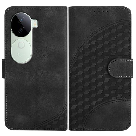 Per vivo iQOO Z9s / V40e India YX0060 Custodia in pelle con motivo a testa di elefante e cordino (nero)
