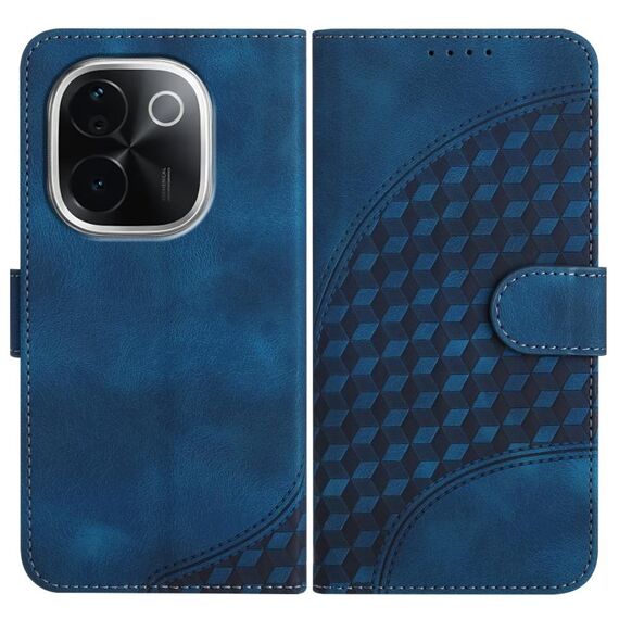 Per vivo iQOO Z9s Pro / T3 Pro 5G India YX0060 Custodia in pelle con motivo a testa di elefante e cordino (blu reale)