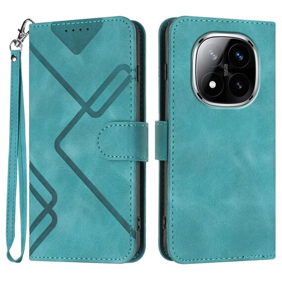 Per Redmi Note 14 Pro+ 5G Custodia in pelle con motivo a linee (azzurro chiaro)