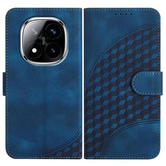 Per Redmi Note 14 Pro+ 5G YX0060 Custodia in pelle con motivo a testa di elefante e cordino (blu reale)