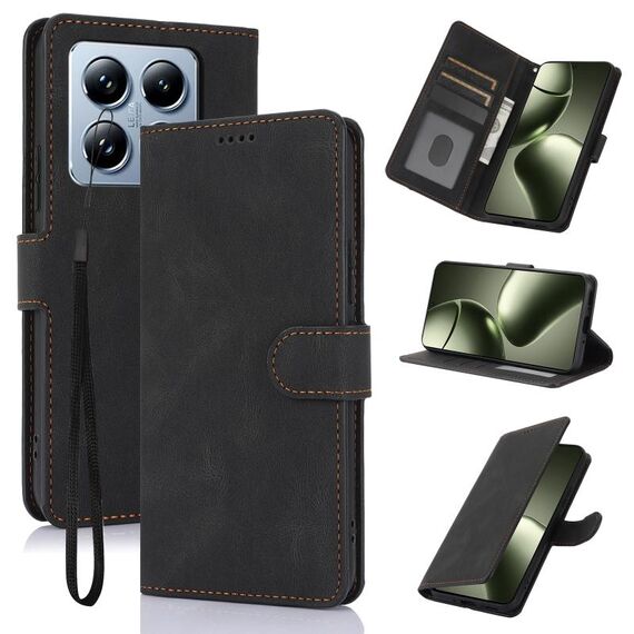 Per Xiaomi 14T Custodia per telefono in pelle di vitello con texture Fantasy Skin-feel (nero)