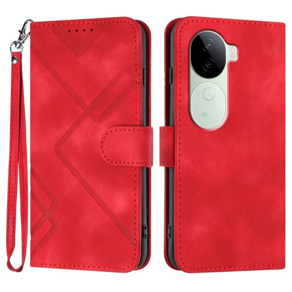 Per vivo iQOO Z9s / V40e Custodia per telefono in pelle con motivo a linee India (rosso)