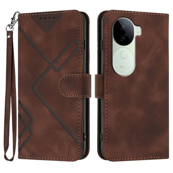 Per vivo iQOO Z9s / V40e India Line Pattern Custodia in pelle per telefono (caffè)