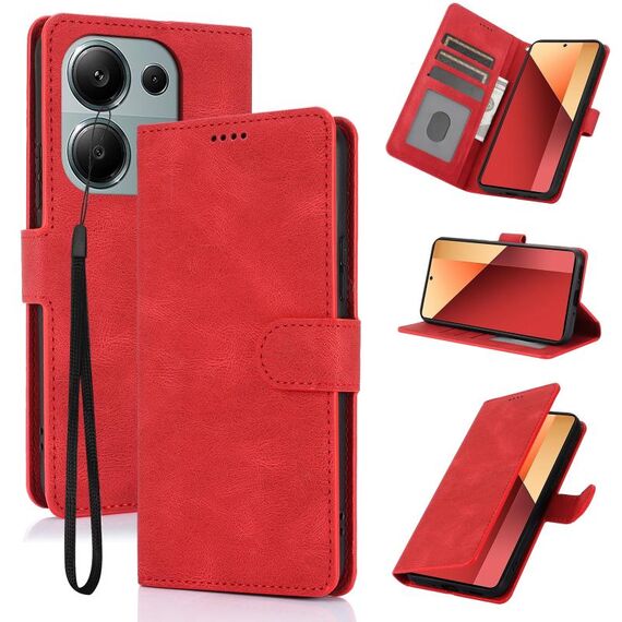 Per Redmi Note 13 4G Custodia per telefono in pelle di vitello con texture Global Fantasy Skin-feel (rosso)