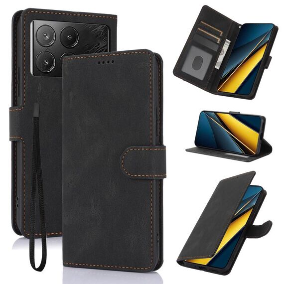 Per Redmi K70E Custodia per telefono in pelle di vitello con texture Fantasy Skin-feel (nero)