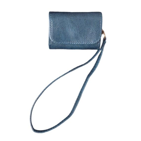 Per AirPods 4 Custodia antiurto in PU con texture in pelle di mucca (blu)