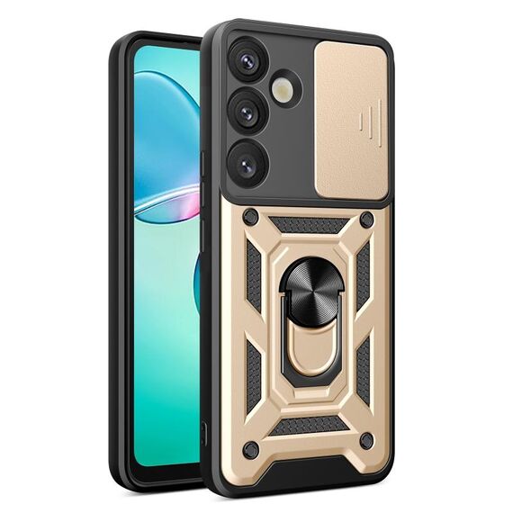 Per Samsung Galaxy S25+ 5G Custodia per fotocamera scorrevole in TPU+PC (oro)