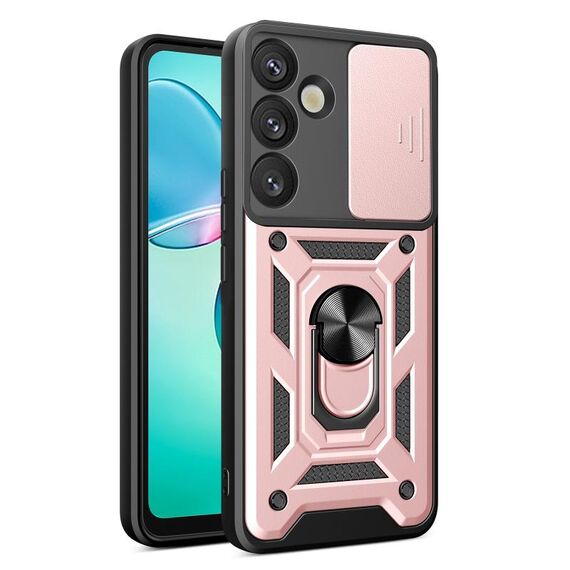 Per Samsung Galaxy S25+ 5G Custodia per fotocamera scorrevole in TPU+PC (oro rosa)