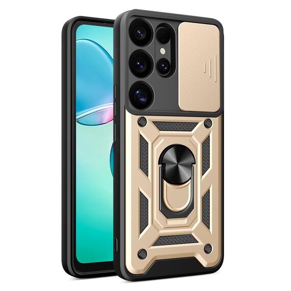 Per Samsung Galaxy S25 Ultra 5G Custodia per fotocamera scorrevole in TPU+PC (oro)
