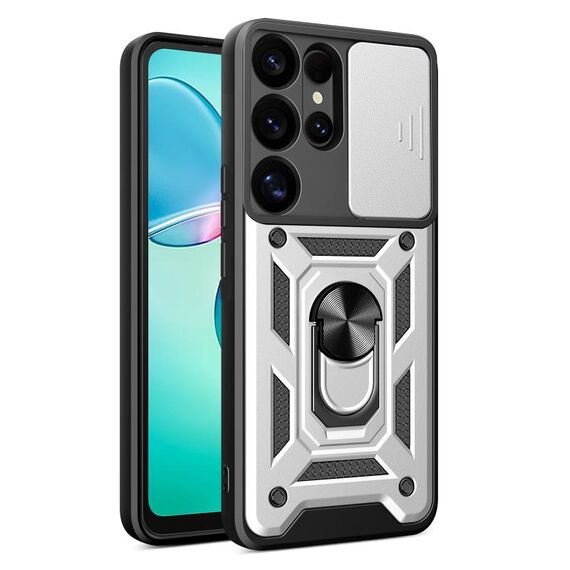 Per Samsung Galaxy S25 Ultra 5G Custodia per fotocamera scorrevole in TPU+PC (argento)