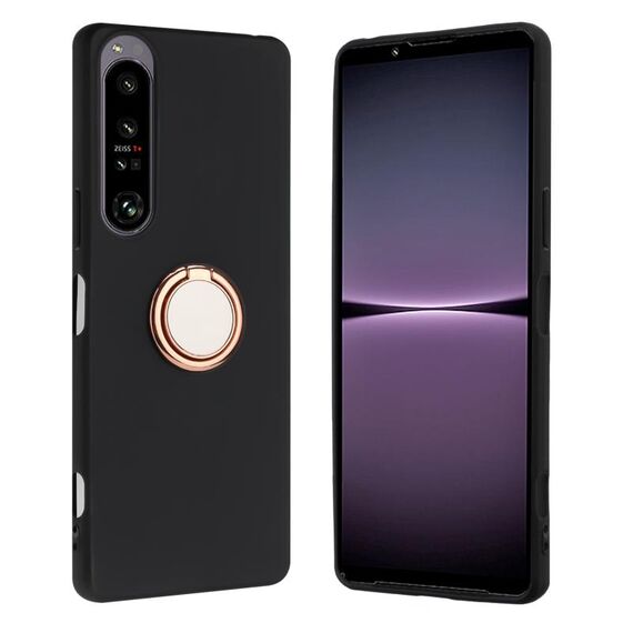 Per Sony Xperia 1 IV Custodia per telefono in TPU con supporto ad anello opaco (oro rosa)