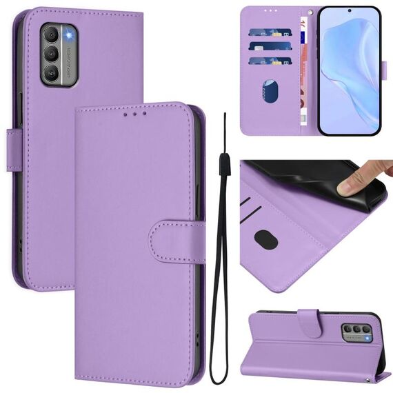 For Nokia G400 Skin Feel Solid Color Leather Phone Case with Lanyard(Lavender Purple)