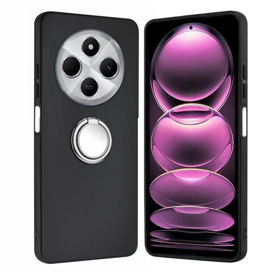 Per Redmi 14C 4G Custodia per telefono in TPU con supporto ad anello opaco (argento)