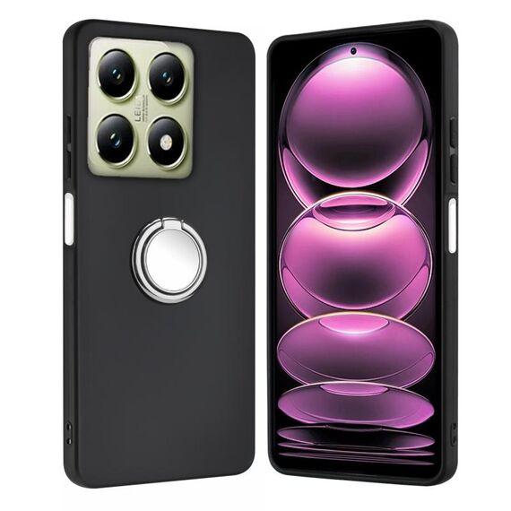 Per Xiaomi 14T Custodia per telefono in TPU con supporto ad anello opaco (argento)