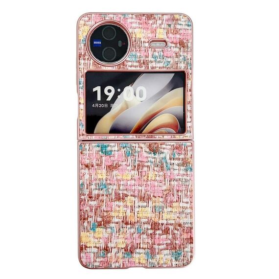 For vivo X Flip Illusory Color Weaving Texture Phone Case(Pink)