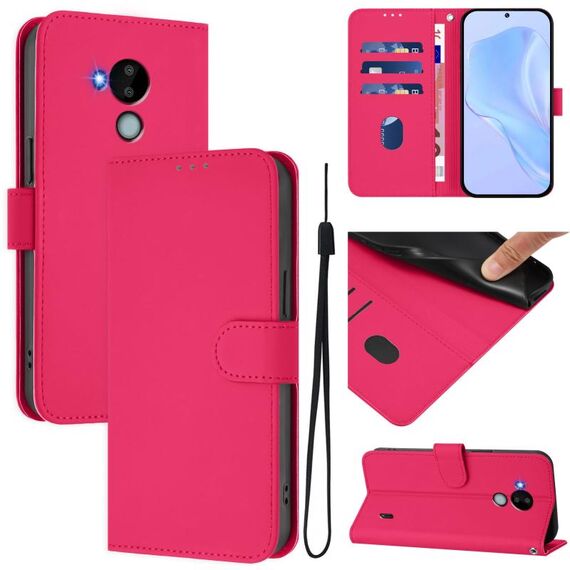 For Nokia C30 Skin Feel Solid Color Leather Phone Case with Lanyard(Rose Red)