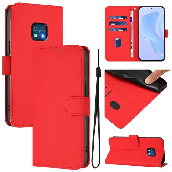 For Nokia XR20 Skin Feel Solid Color Leather Phone Case with Lanyard(Red)