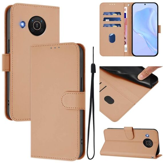 For Nokia X20 / X10 Skin Feel Solid Color Leather Phone Case with Lanyard(Nude)