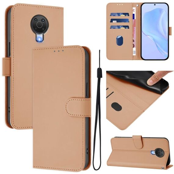 For Nokia 6.3 / G20 / G10 Skin Feel Solid Color Leather Phone Case with Lanyard(Nude)