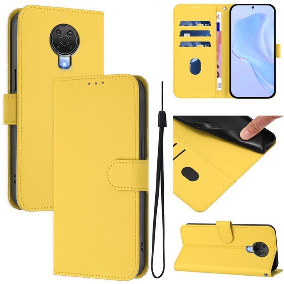 For Nokia 6.3 / G20 / G10 Skin Feel Solid Color Leather Phone Case with Lanyard(Lemon Yellow)