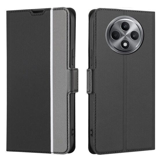 Per OPPO Reno12 F 5G Custodia in pelle con pulsanti laterali e texture Twill (nero)
