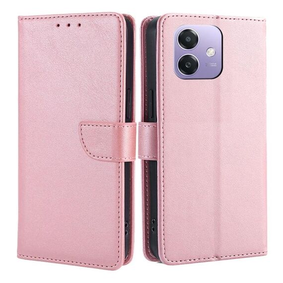 Per OPPO A3 5G India Custodia in pelle con fibbia a ribalta e texture in vitello (oro rosa)