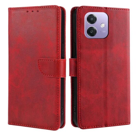 Per OPPO A3 5G India Custodia in pelle con fibbia a ribalta e texture in vitello (rosso)