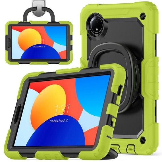 For Xiaomi Redmi Pad SE 8.7 2024 D Type Silicone Hybrid PC Tablet Case with Handle Holder(Yellow Green)