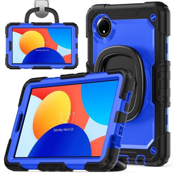 For Xiaomi Redmi Pad SE 8.7 2024 D Type Silicone Hybrid PC Tablet Case with Handle Holder(Blue PC)