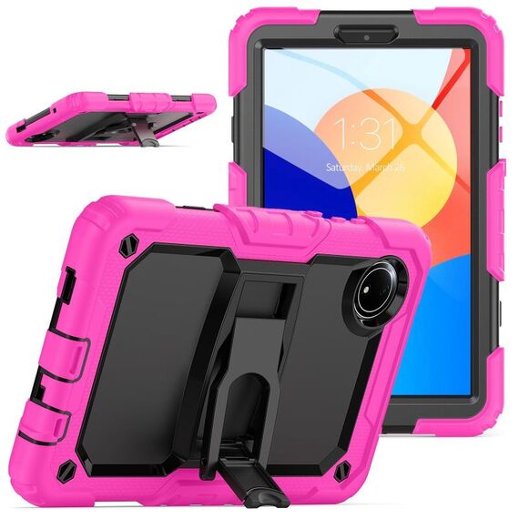 Per Xiaomi Redmi Pad SE 8.7 2024 Custodia in silicone Hydric PC Tablet con tracolla e supporto (rosso rosa)