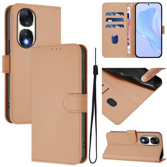 Custodia per telefono in pelle tinta unita per Honor 90 con cordino (nudo)