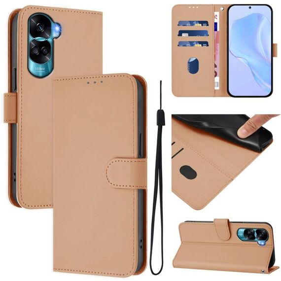 Per Honor 90 Lite / X50i Custodia in pelle tinta unita con cordino (nudo)
