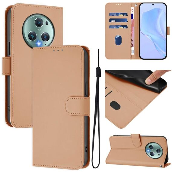Custodia per telefono in pelle tinta unita con cordino per Honor Magic5 Pro Skin Feel (nudo)