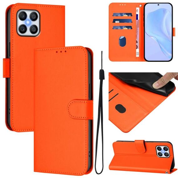 Per Honor X8 4G / X30i / Play6T Pro Custodia in pelle tinta unita con cordino (arancione)