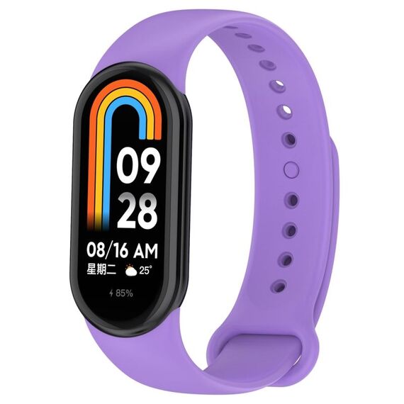 Per cinturino di ricambio per spina in silicone tinta unita Xiaomi Mi Band 8 (viola)
